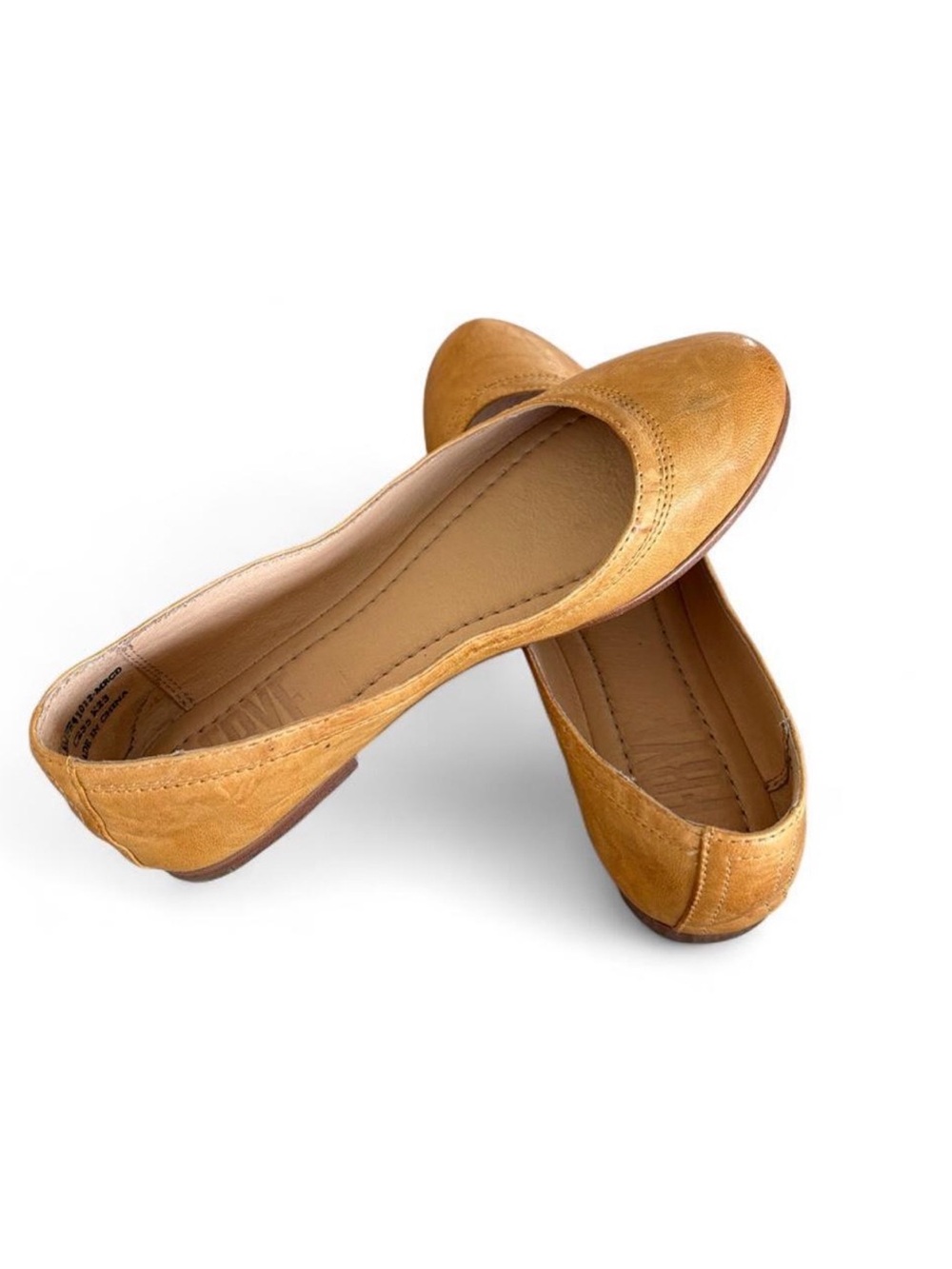 FRYE Tan Leather Carson Ballet Flats